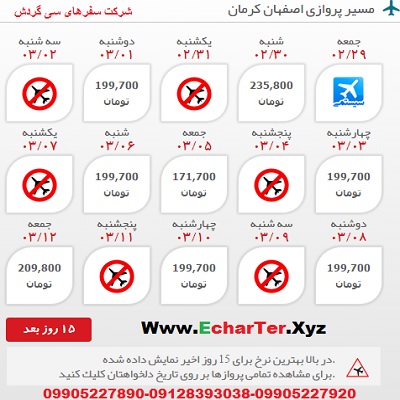 خرید بلیط هواپیما اصفهان به کرمان