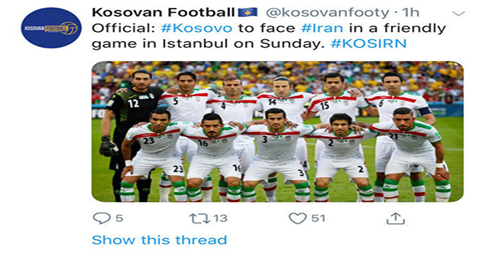 تیم‌ملی فوتبال ایران به جای یونان به مصاف کوزوو می‌رود