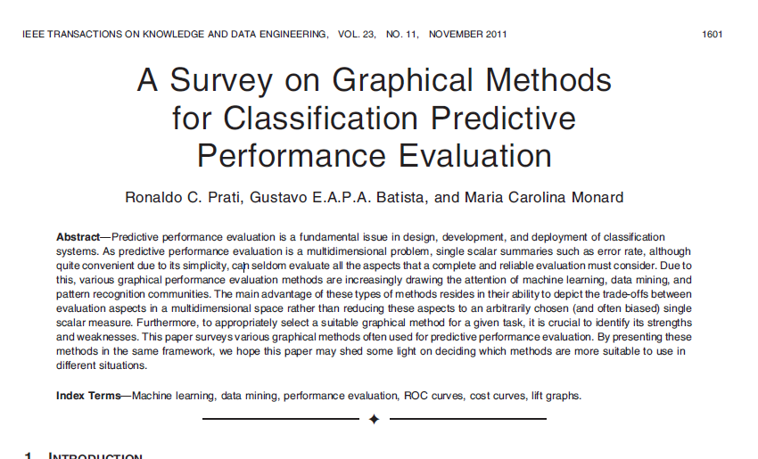 ترجمه مقاله A Survey on Graphical Methods for Classification Predictive Performance Evaluation 2011
