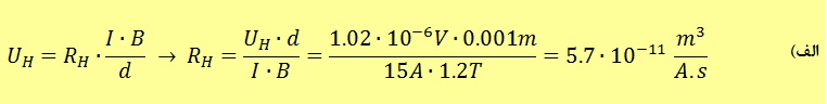 محاسبه ی ثابت هال برای مس در مثال یکم