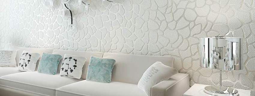 کاغذ دیواری برجسته سفید طرح سنگ