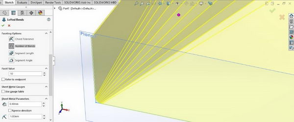 دستور Bend در Solidworks sheet metal