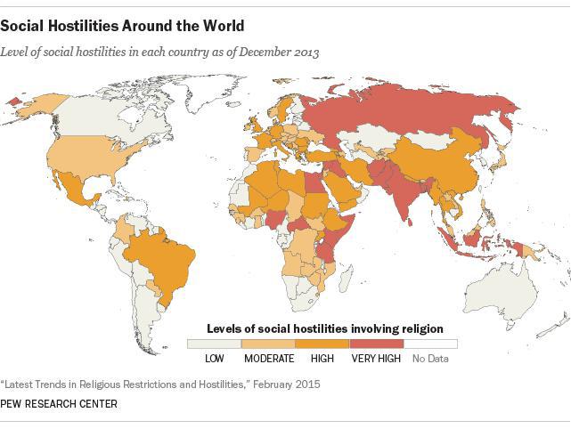 نقشه جهانی خصومت اجتماعی مبتنی بر مذهب