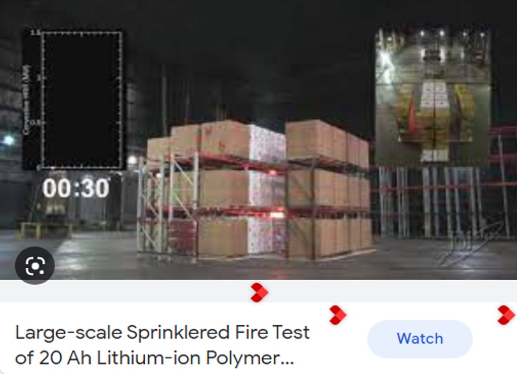آزمایش فعال شدن اسپرینکلر در آتش سوزی انبار باتری