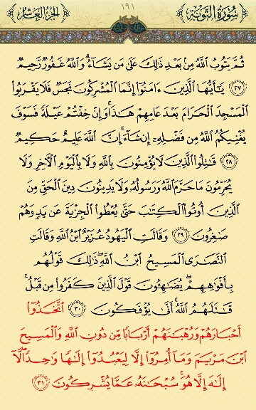 صفحه 191 قرآن کریم