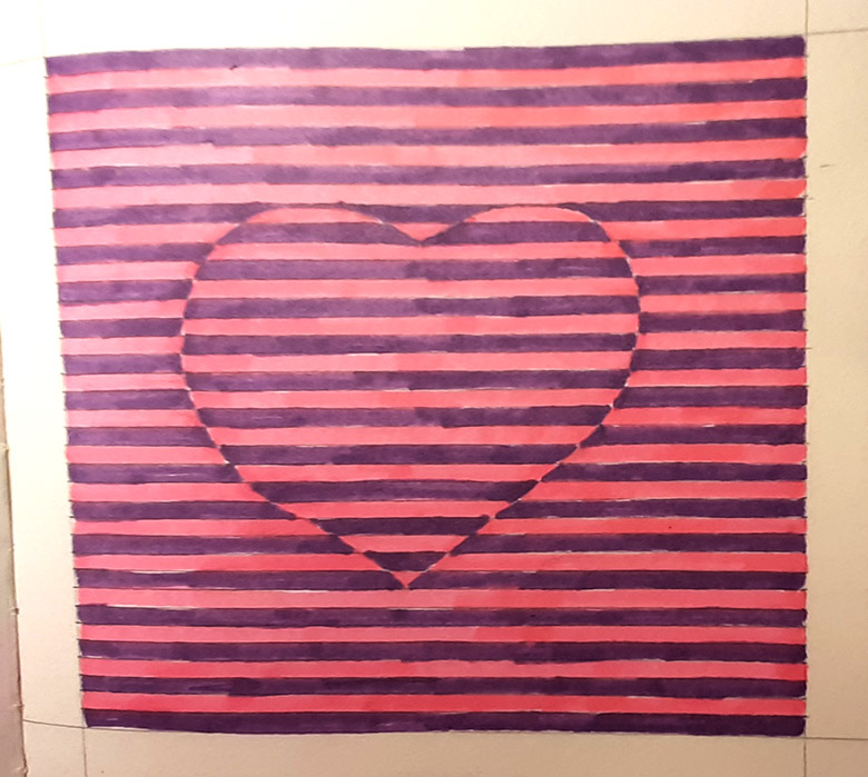 نقاشی قلب زیبا با ماژیک