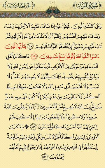 صفحه 206 قرآن کریم