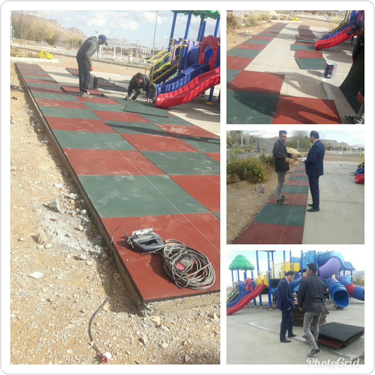 شروع عملیات نصب کف پوش های پلی اتیلن استاندارد درمحوطه وسایل بازی پارک خلیج فارس