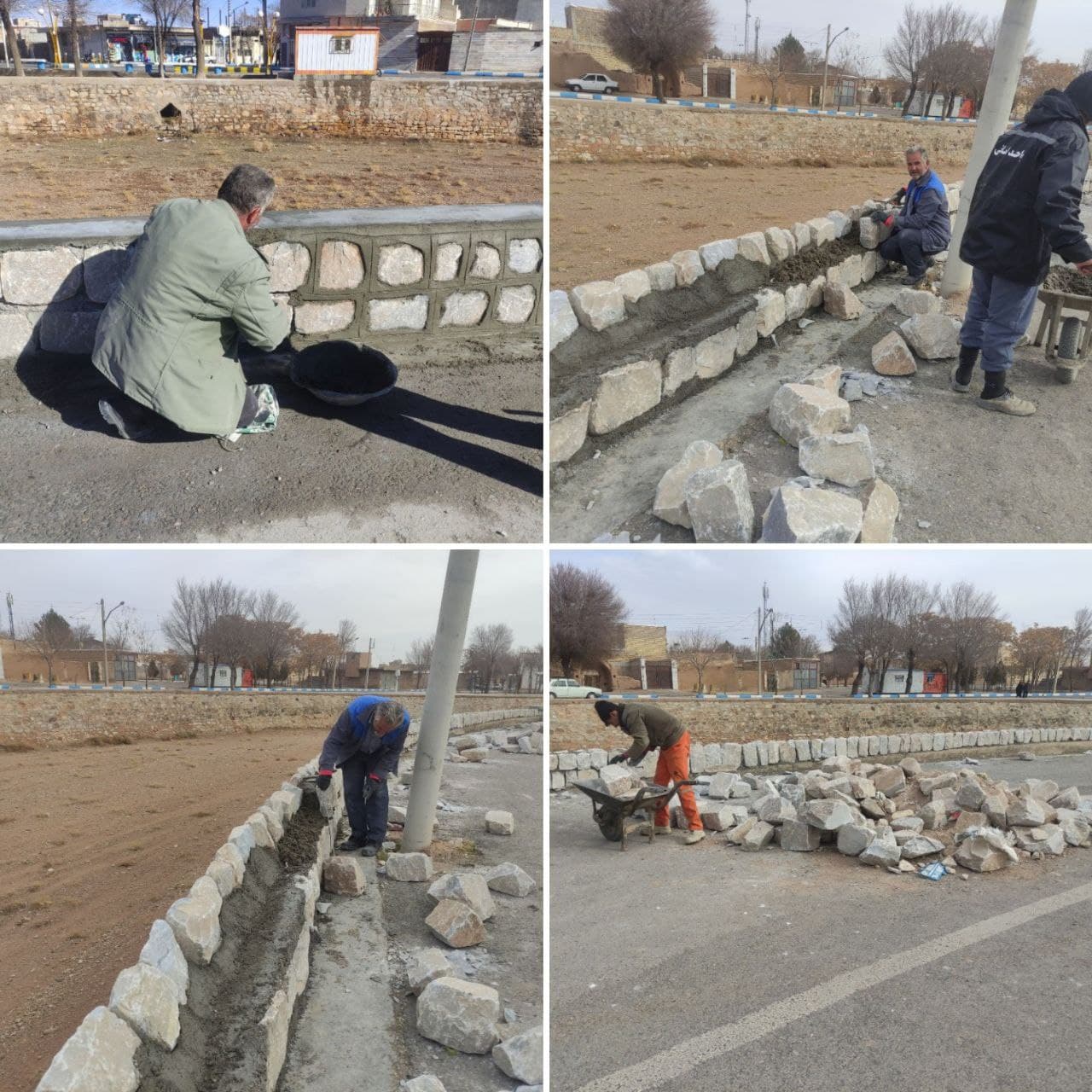 تکمیل دیوار ساحلی ضلع غربی رودخانه فصلی وزوان حدفاصل خیابان شهید باصفا توسط واحد امانی شهرداری