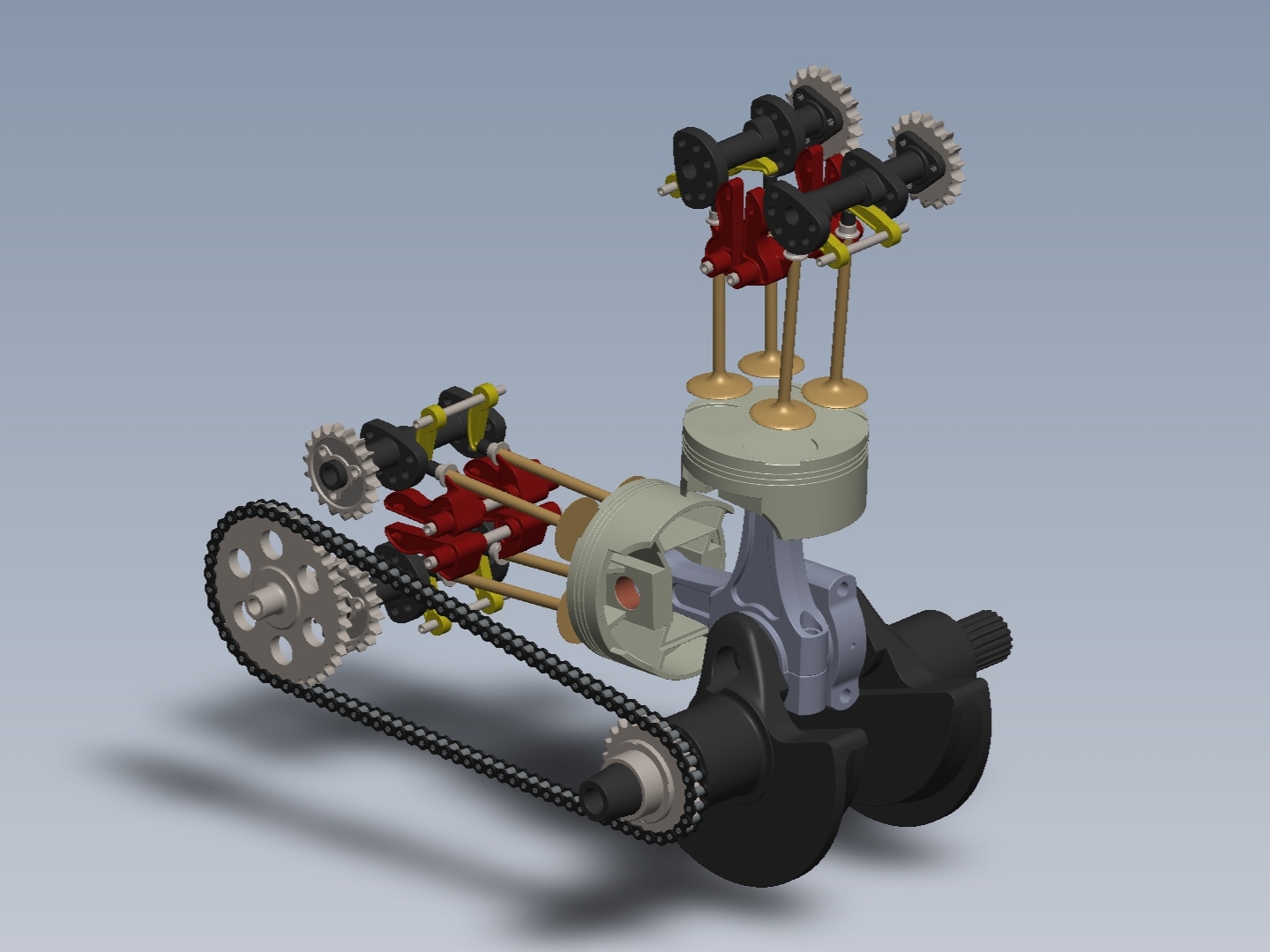 مدل سه بعدی موتور دو سیلندر خورجینی