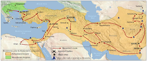 مسیر لشگرکشی اسکندر کبیر