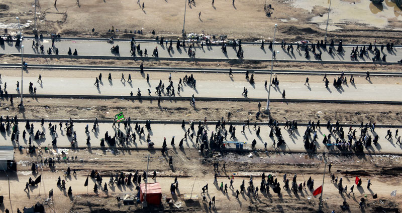 تصاویر هوایی از پیاده روی اربعین کربلا