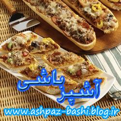 پیتزا سوسیس با نان فرانسوی