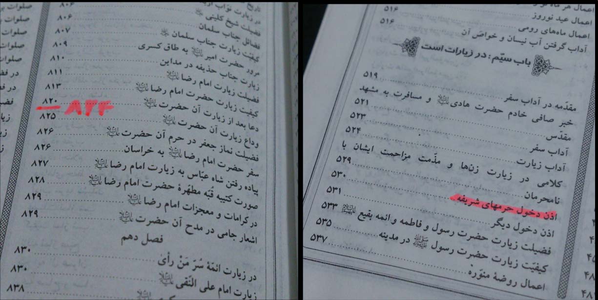 فهرست مفاتیح الجنان