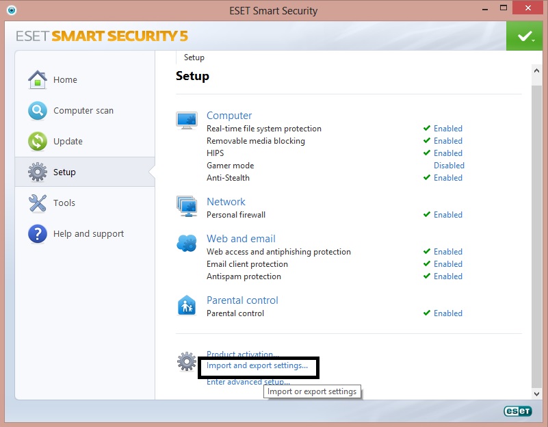 Import eset 6