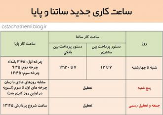 ساعات کار ساتنا وپایا