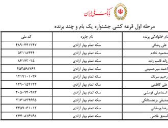 اسامی برندگان بام بانک ملی