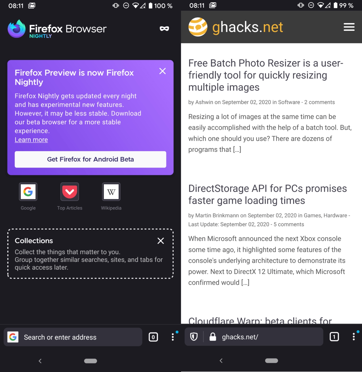 Firefox Nightly برای Android 