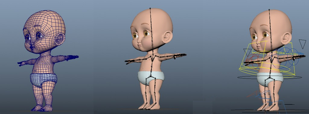 مدل سه بعدی یک نوزاد و مراحل اسکلت گذاری