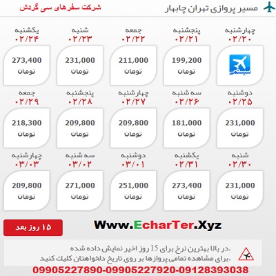 خرید اینترنتی بلیط هواپیما تهران به چابهار