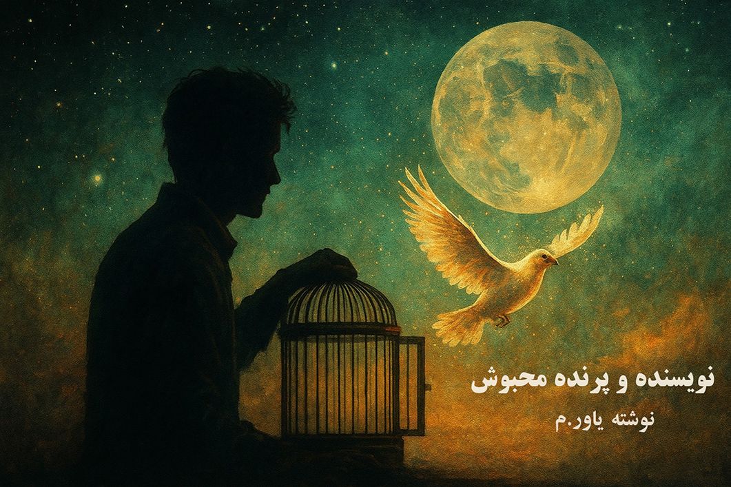 نویسنده و پرنده محبوبش