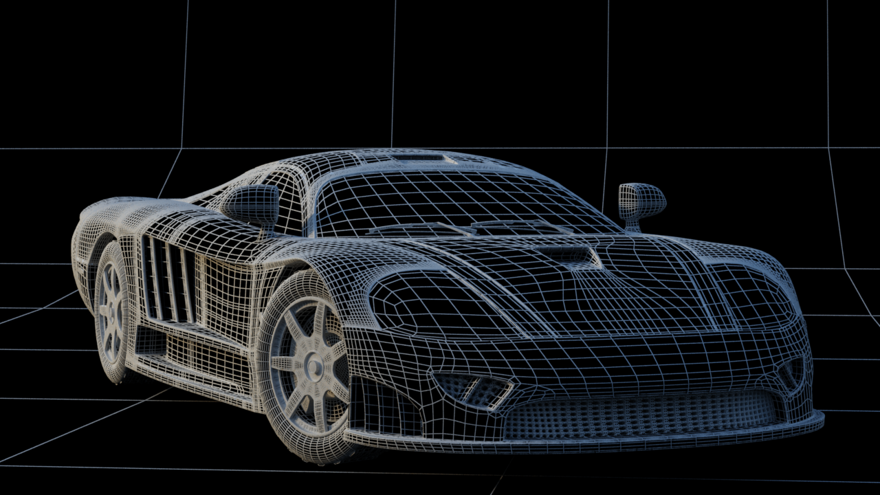 red car_wireframe