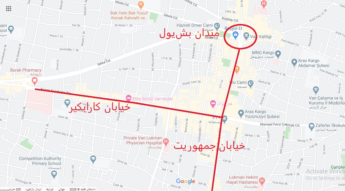 سفر به وان نقشه شهر