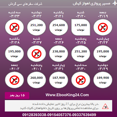 بلیط هواپیما اهواز به کیش