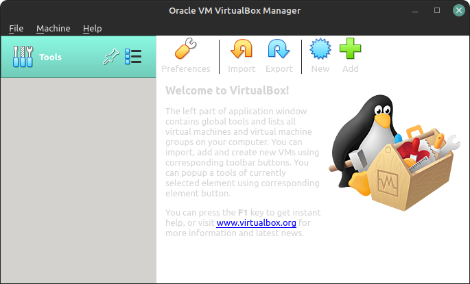 صفحه اول VirtualBox