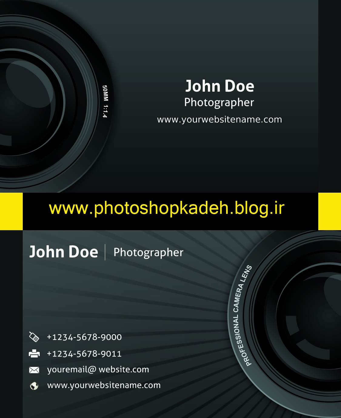 دانلود طرح لایه باز کارت ویزیت عکاسی Photographer Business Card