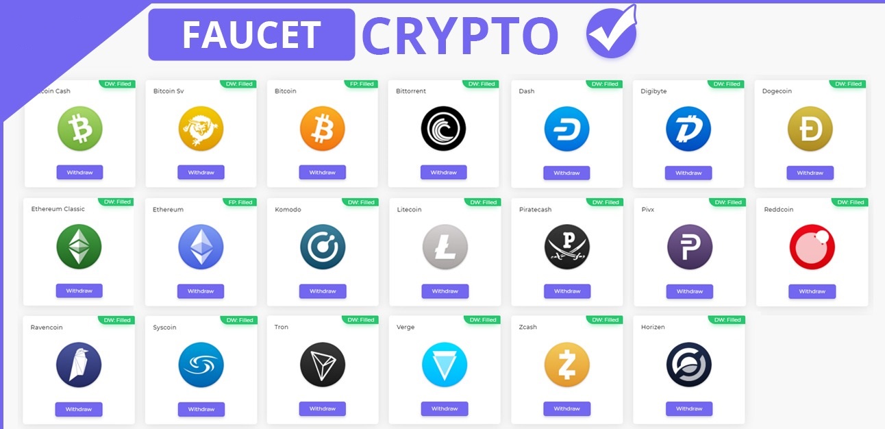 A crypto faucet. Crypto Faucet homepage list.