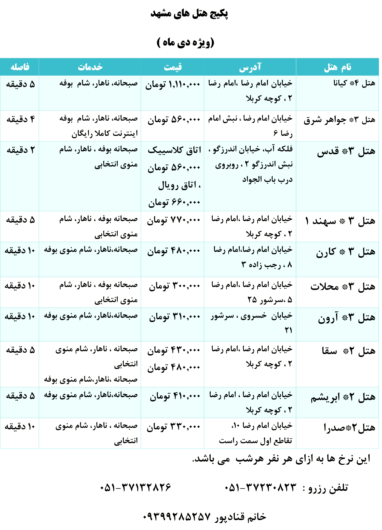 پکیج هتل ها ویژه دیماه