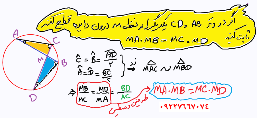 اثبات روابط طولی در دایره 2