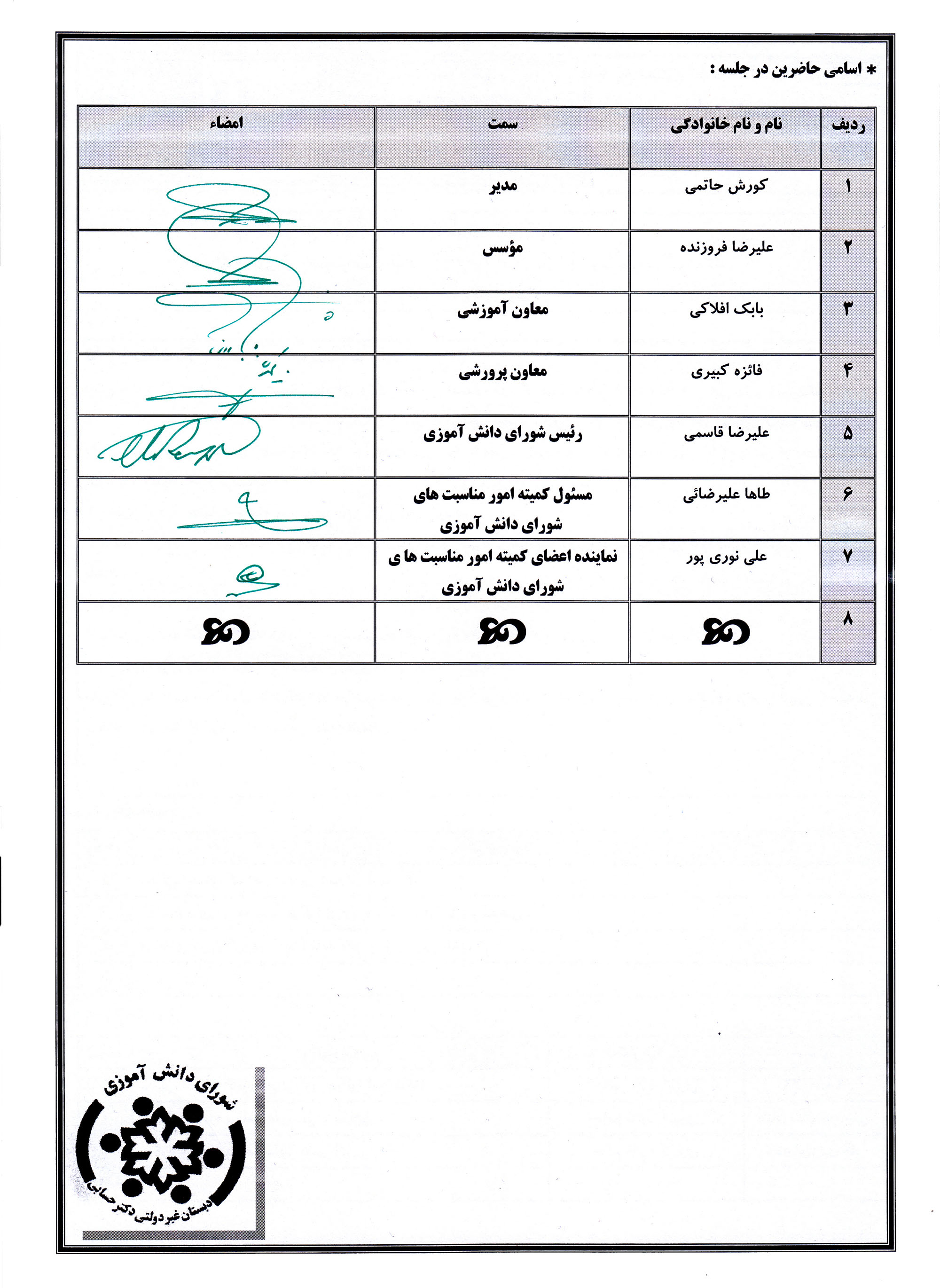 اولین صورتجلسه کمیته امور مناسبت ها و نمایشگاه های شورای دانش آموزی صفحه ۲ (۹۹-۹۸)