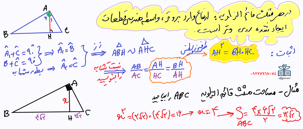 ارتفاع وارد بر وتر