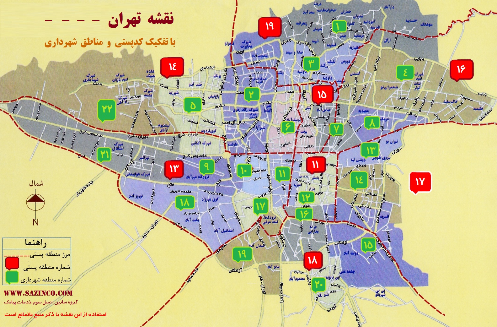 نقشه اتوکد مناطق تهران