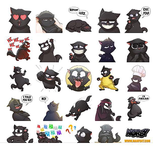 دانلود استیکر گربه سیاه نوربای کت برای تلگرام