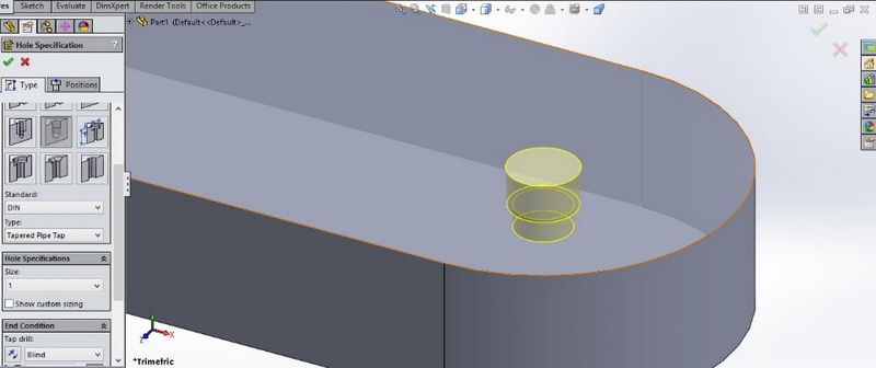 آموزش دستور Solidworks hole wizard