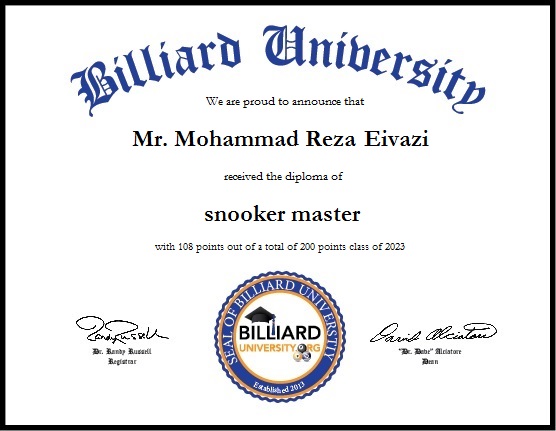 diploma of snooker