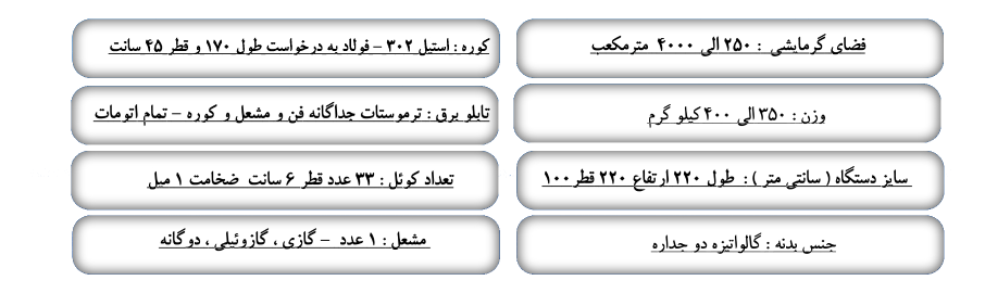 مشخصات هیتر کابینتی 320 هزار مشخصات هیتر کابینتی 320 هزار