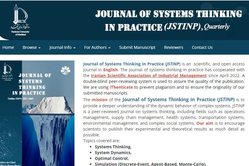 معرفی نشریه تفکر سیستمی در عمل | (JSTINP)