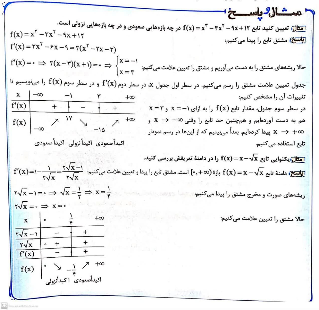 ریاضی ۳ تجربی کاربرد مشتق