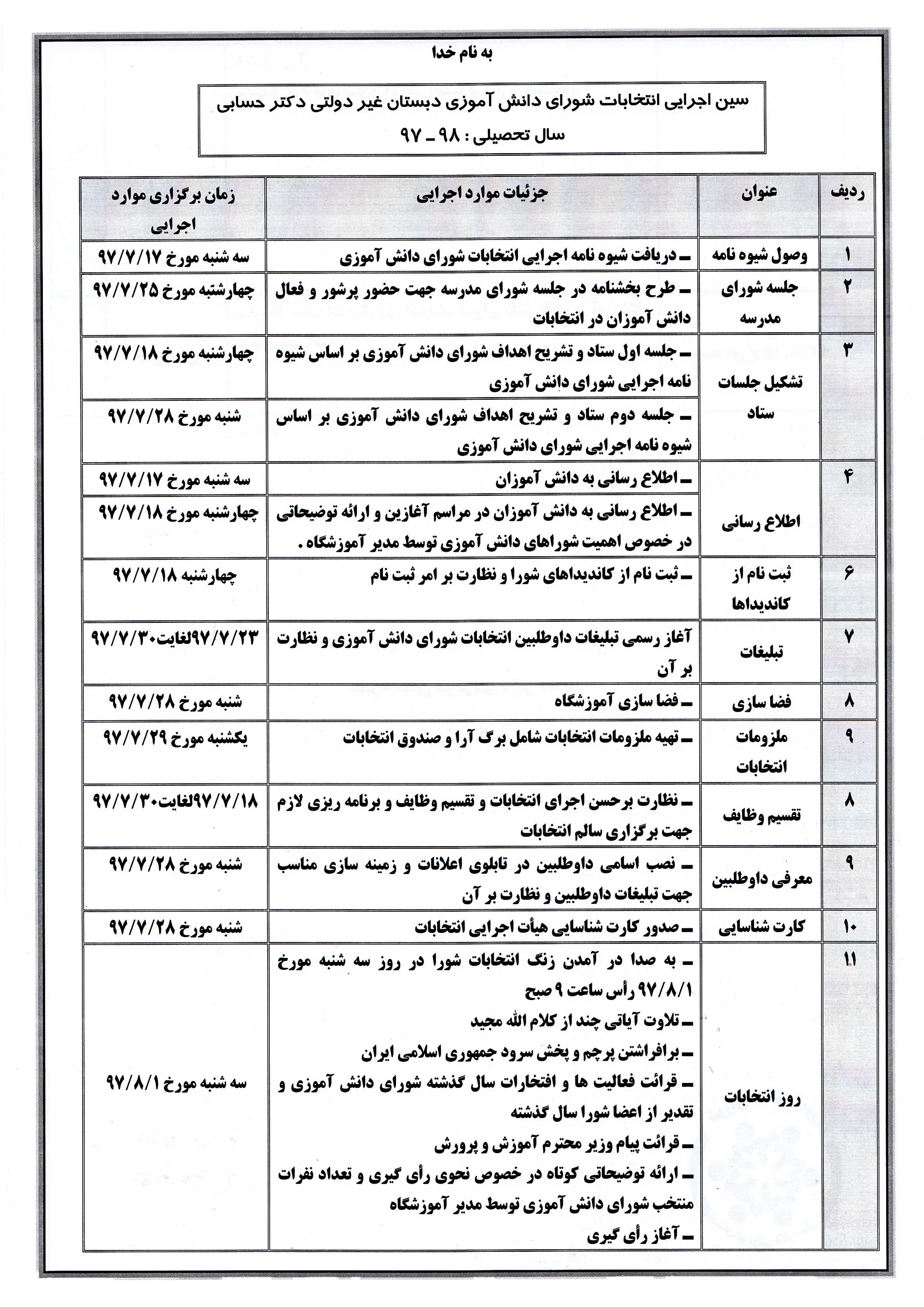 سین اجرایی انتخابات شورای دانش آموزی ـ 1