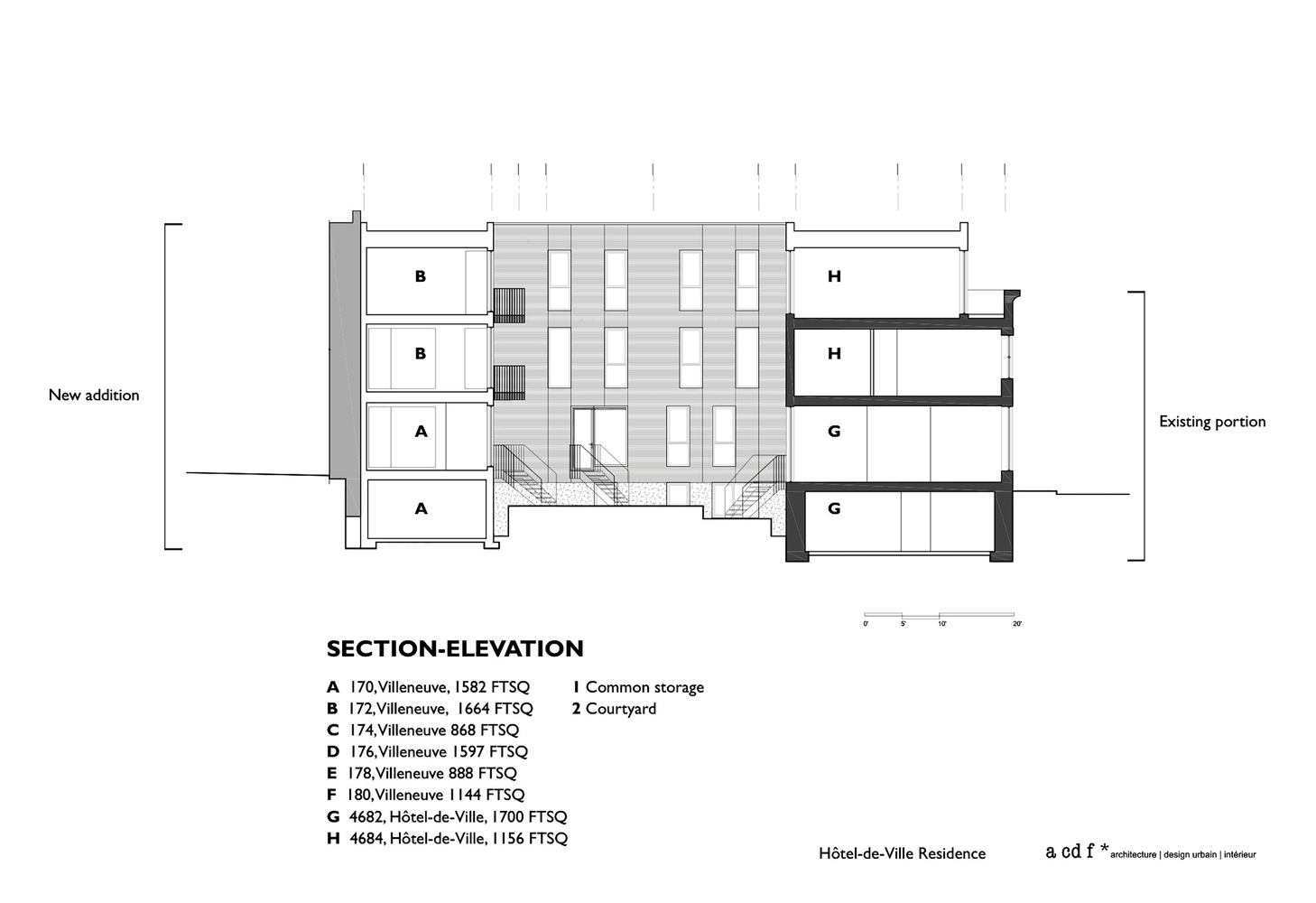 معماری هتل Hotel de ville کانادا مقطع برش