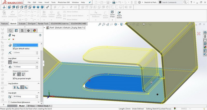 آموزش ایجاد برآمدگی در Solidworks sheetmetal