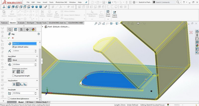 Solidworks sheetmetal Jog training